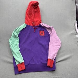 Teddy Fresh Hoodie Mens Small Purple Colorblock Raglan 100% Cotton Sweatshirt